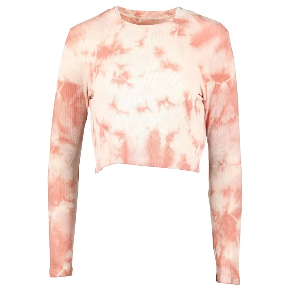 Year of Ours Pink and Cream Ribbed Top